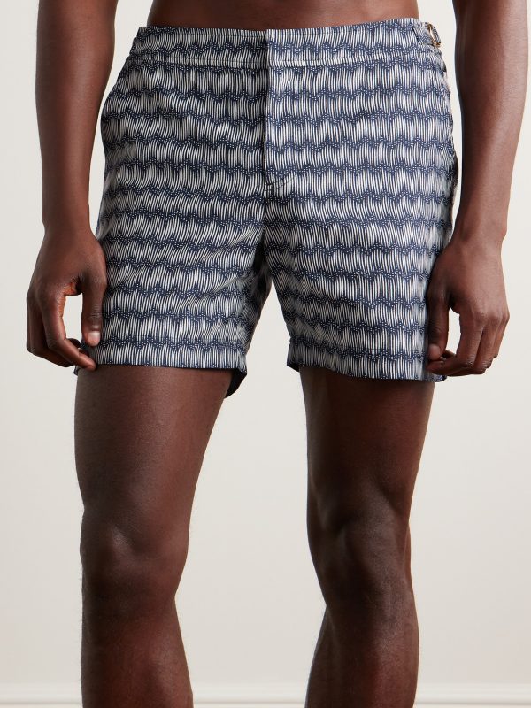 Bulldog Straight-Leg Mid-Length Jacquard Swim Shorts - OU