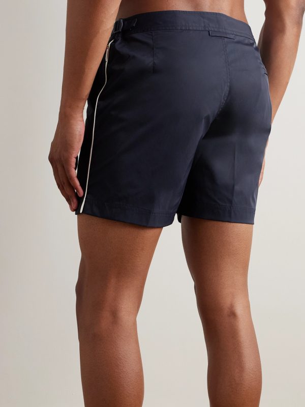 Bulldog Straight-Leg Mid-Length Striped Swim Shorts - BK