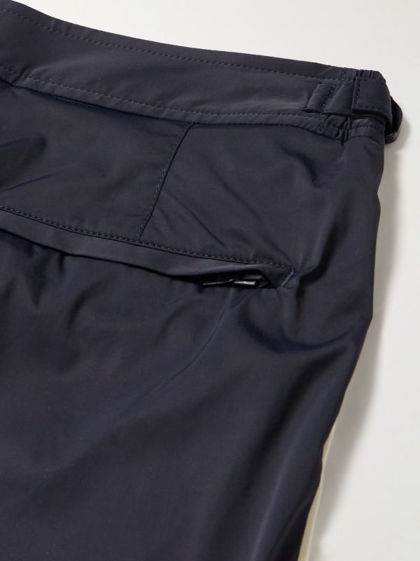 Bulldog Straight-Leg Mid-Length Striped Swim Shorts - CU