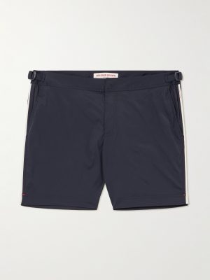 Bulldog Straight-Leg Mid-Length Striped Swim Shorts