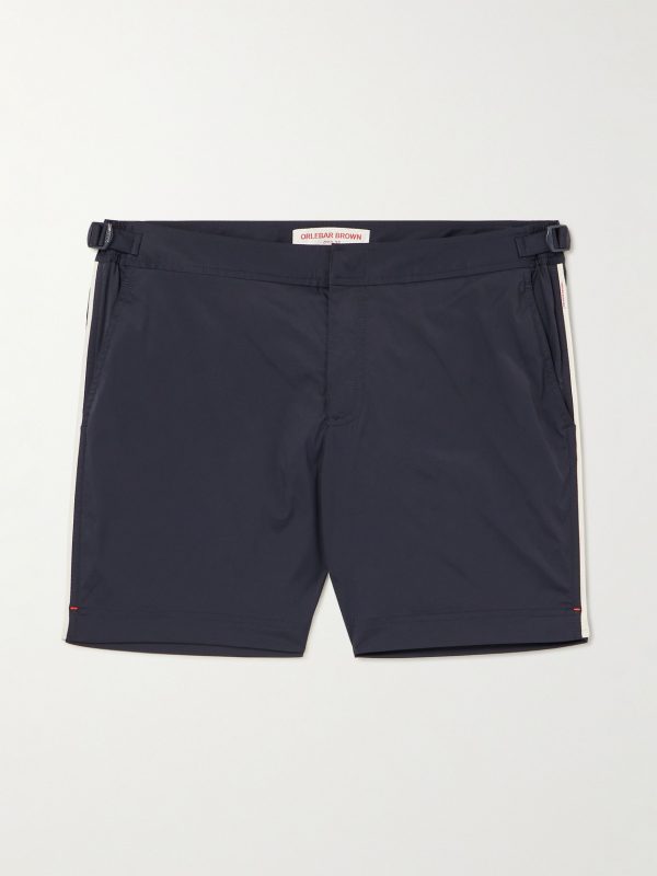 Bulldog Straight-Leg Mid-Length Striped Swim Shorts