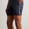 Bulldog Straight-Leg Mid-Length Striped Swim Shorts - OU