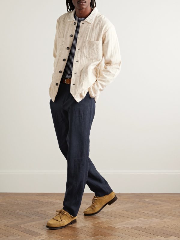 Straight-Leg Pleated Linen Trousers - OU Straight-Leg Pleated Linen Trousers - OU