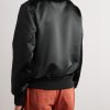 Sukajan Leather-Trimmed Satin Bomber Jacket - BK Sukajan Leather-Trimmed Satin Bomber Jacket - BK