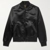 Sukajan Leather-Trimmed Satin Bomber Jacket Sukajan Leather-Trimmed Satin Bomber Jacket