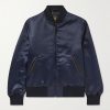Sukajan Leather-Trimmed Satin Bomber Jacket Sukajan Leather-Trimmed Satin Bomber Jacket