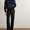 Sukajan Leather-Trimmed Satin Bomber Jacket - OU Sukajan Leather-Trimmed Satin Bomber Jacket - OU