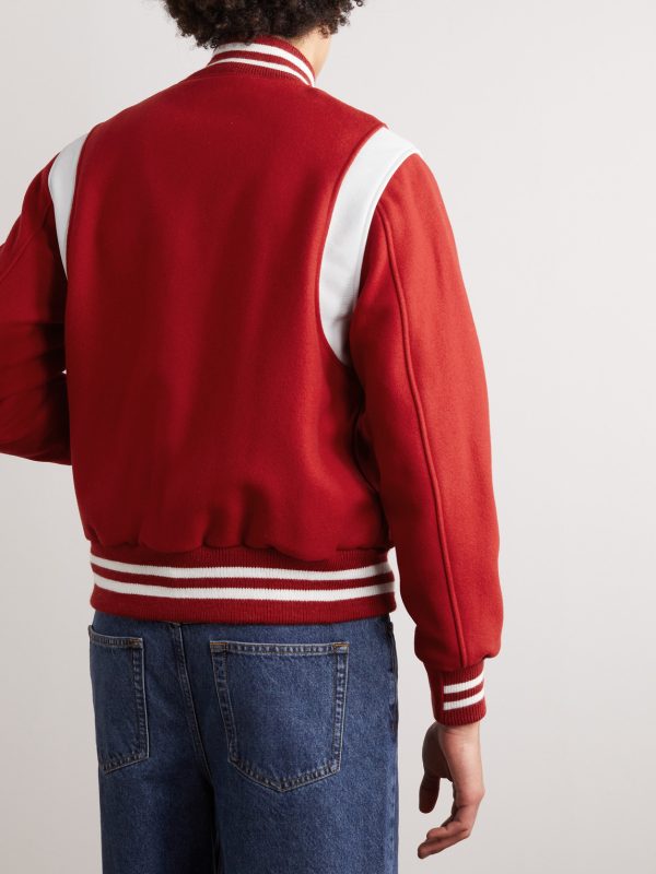 The Hayes Leather-Trimmed Wool-Blend Varsity Jacket - BK The Hayes Leather-Trimmed Wool-Blend Varsity Jacket - BK