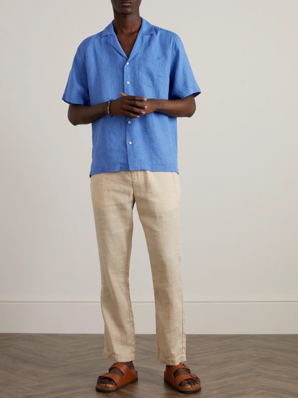Angelo Camp-Collar Linen Shirt - OU Angelo Camp-Collar Linen Shirt - OU