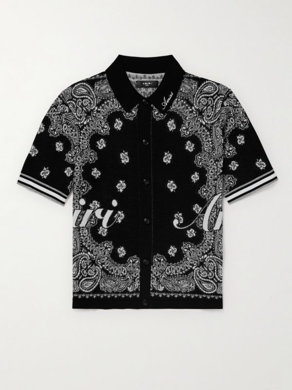 Logo-Embroidered Bandana-Jacquard Cotton Shirt Logo-Embroidered Bandana-Jacquard Cotton Shirt