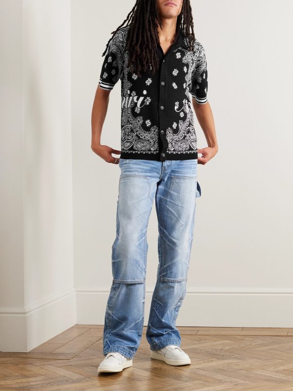 Logo-Embroidered Bandana-Jacquard Cotton Shirt - OU Logo-Embroidered Bandana-Jacquard Cotton Shirt - OU