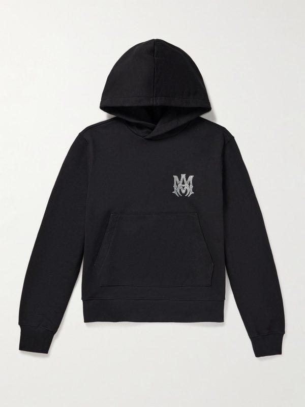 Crystal-Embellished Cotton-Jersey Hoodie
