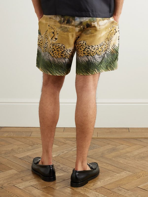Printed Silk-Satin Drawstring Shorts - BK