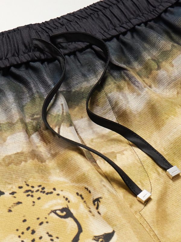 Printed Silk-Satin Drawstring Shorts - CU