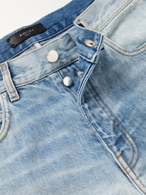 Carpenter Straight-Leg Distressed Patchwork Panelled Jeans - E1