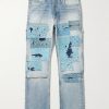 Carpenter Straight-Leg Distressed Patchwork Panelled Jeans