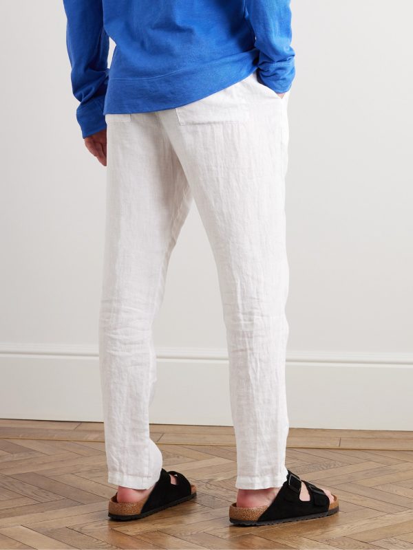 Garment-Dyed Straight-Leg Linen Trousers - BK Garment-Dyed Straight-Leg Linen Trousers - BK