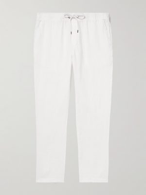 Garment-Dyed Straight-Leg Linen Trousers