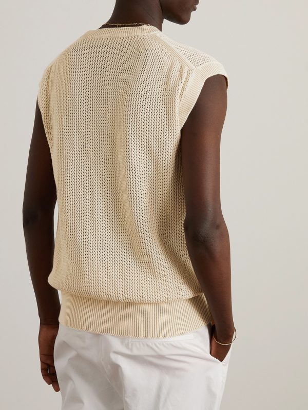 Crochet-Knit Cotton Sweater Vest - BK