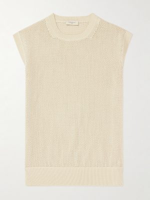 Crochet-Knit Cotton Sweater Vest