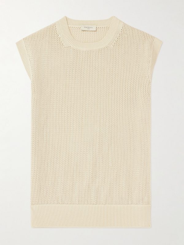 Crochet-Knit Cotton Sweater Vest