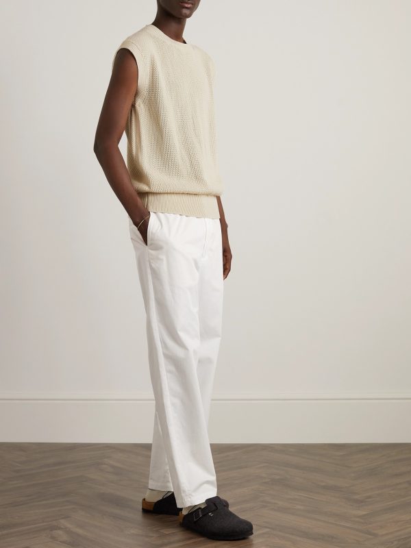 Crochet-Knit Cotton Sweater Vest - OU