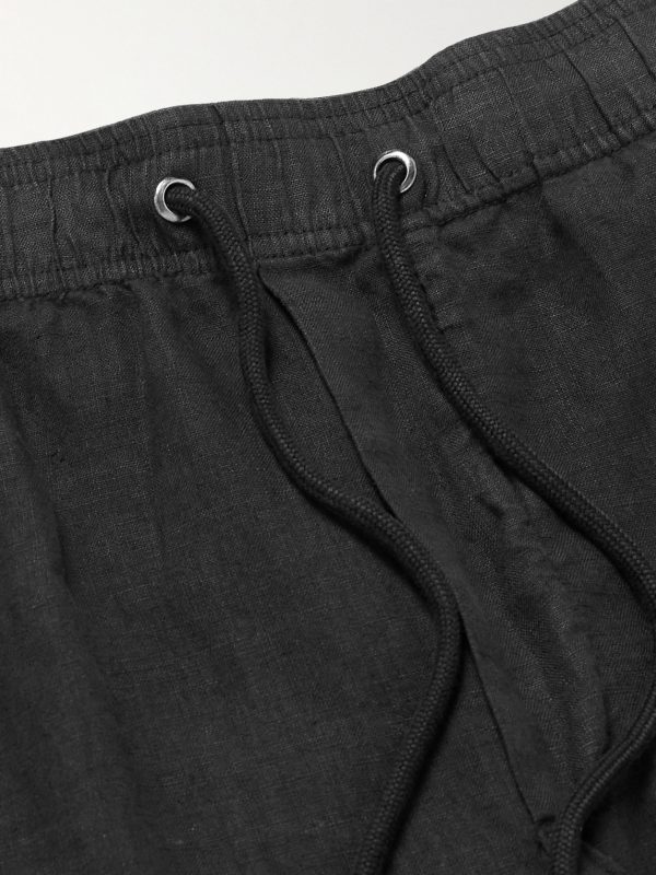 Garment-Dyed Straight-Leg Linen Drawstring Trousers - E1 Garment-Dyed Straight-Leg Linen Drawstring Trousers - E1