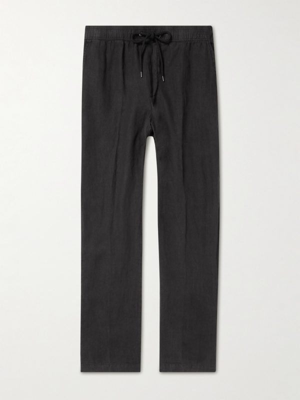 Garment-Dyed Straight-Leg Linen Drawstring Trousers Garment-Dyed Straight-Leg Linen Drawstring Trousers