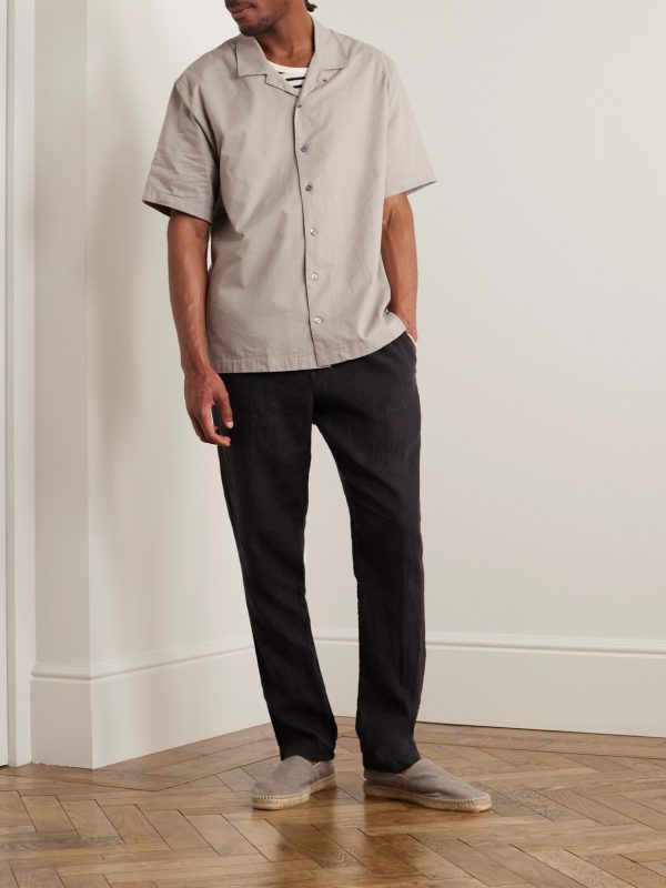 Garment-Dyed Straight-Leg Linen Drawstring Trousers - OU Garment-Dyed Straight-Leg Linen Drawstring Trousers - OU