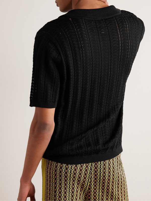 Pointelle-Knit Pima Cotton Polo Shirt - BK Pointelle-Knit Pima Cotton Polo Shirt - BK
