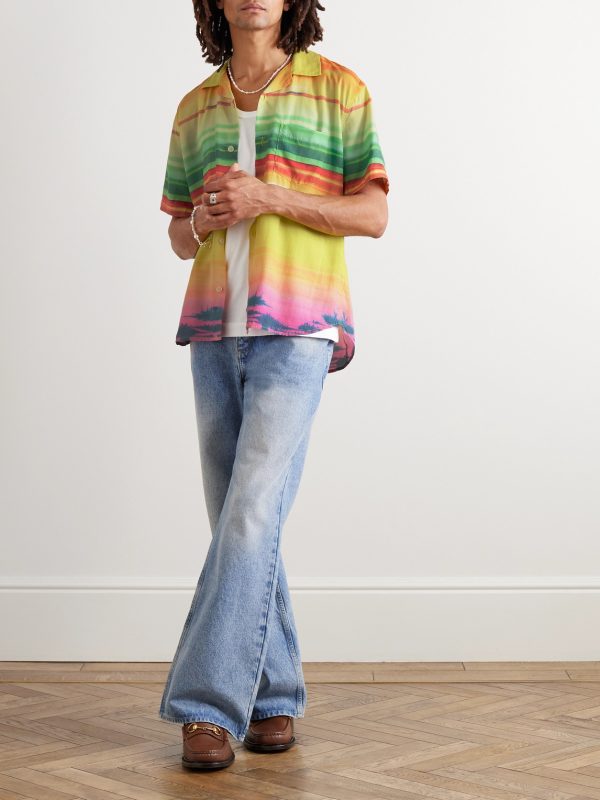 Todos Convertible-Collar Striped Lyocell Shirt - OU Todos Convertible-Collar Striped Lyocell Shirt - OU