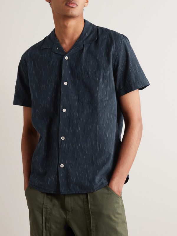 Camp-Collar Cotton-Jacquard Shirt - FR