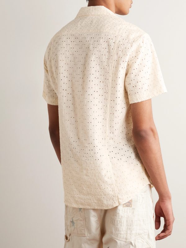 Camp-Collar Broderie Anglaise Cotton Shirt - BK Camp-Collar Broderie Anglaise Cotton Shirt - BK
