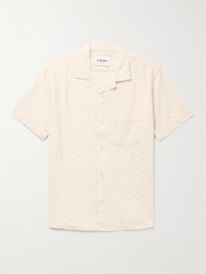 Camp-Collar Broderie Anglaise Cotton Shirt Camp-Collar Broderie Anglaise Cotton Shirt