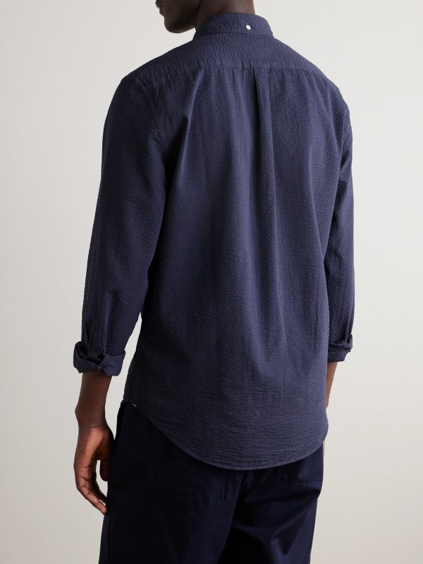 Atlantico Slim-Fit Button-Down Collar Cotton-Seersucker Shirt - BK Atlantico Slim-Fit Button-Down Collar Cotton-Seersucker Shirt - BK