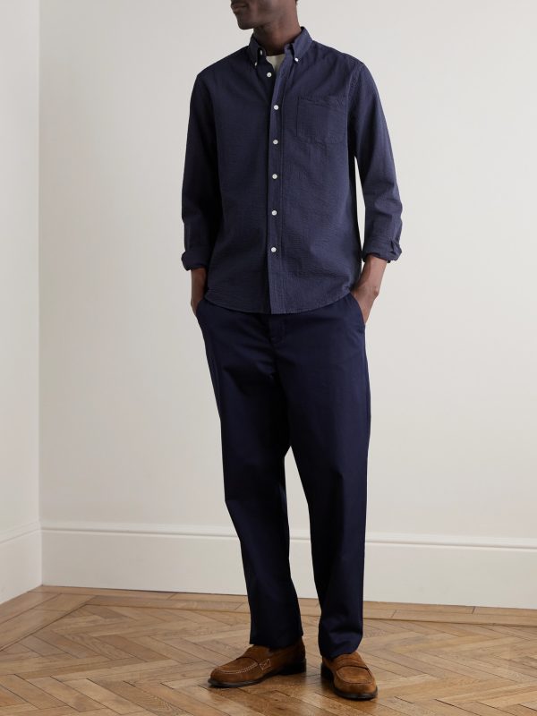 Atlantico Slim-Fit Button-Down Collar Cotton-Seersucker Shirt - OU Atlantico Slim-Fit Button-Down Collar Cotton-Seersucker Shirt - OU