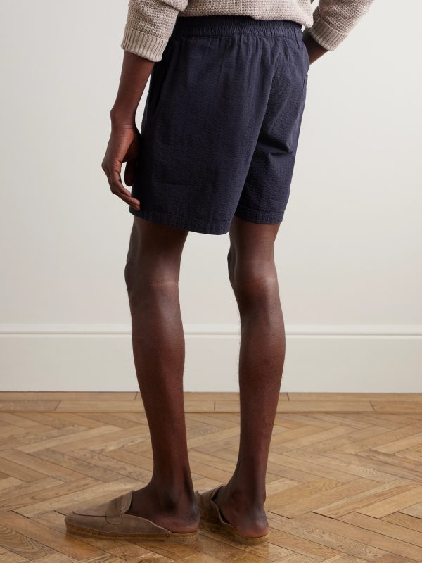 Atlantico Straight-Leg Cotton-Seersucker Drawstring Shorts - BK Atlantico Straight-Leg Cotton-Seersucker Drawstring Shorts - BK