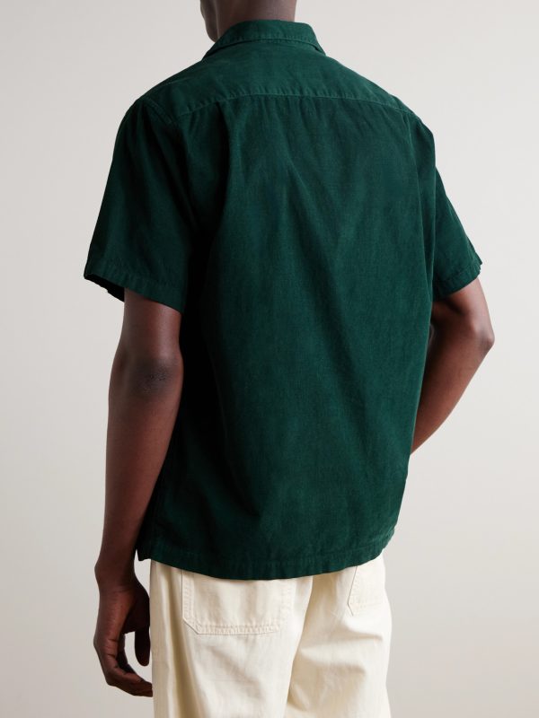 Convertible-Collar Cotton-Corduroy Shirt - BK Convertible-Collar Cotton-Corduroy Shirt - BK
