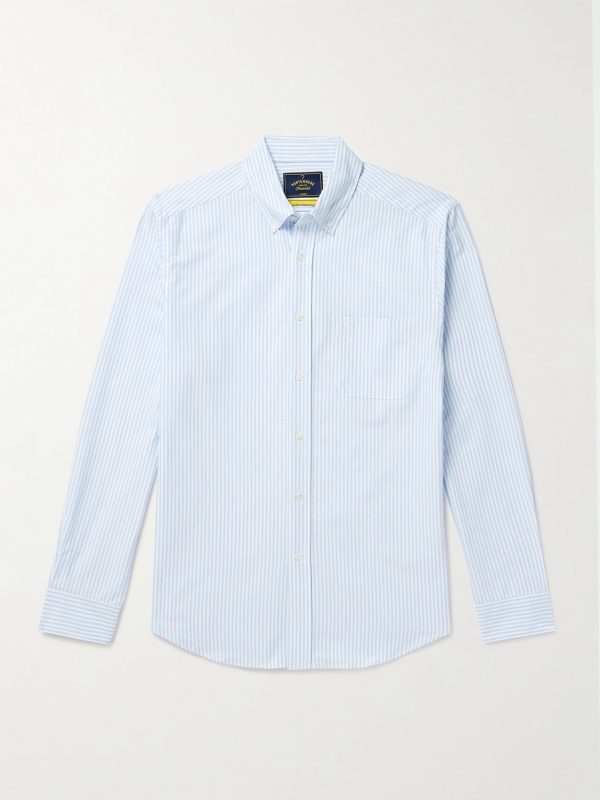 Belavista Button-Down Collar Striped Cotton Oxford Shirt