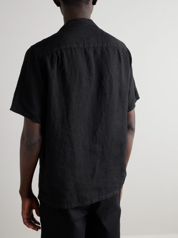 Camp-Collar Linen Shirt - BK Camp-Collar Linen Shirt - BK