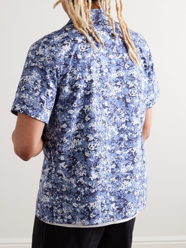 Lloyd Convertible-Collar Printed Cotton Shirt - BK Lloyd Convertible-Collar Printed Cotton Shirt - BK