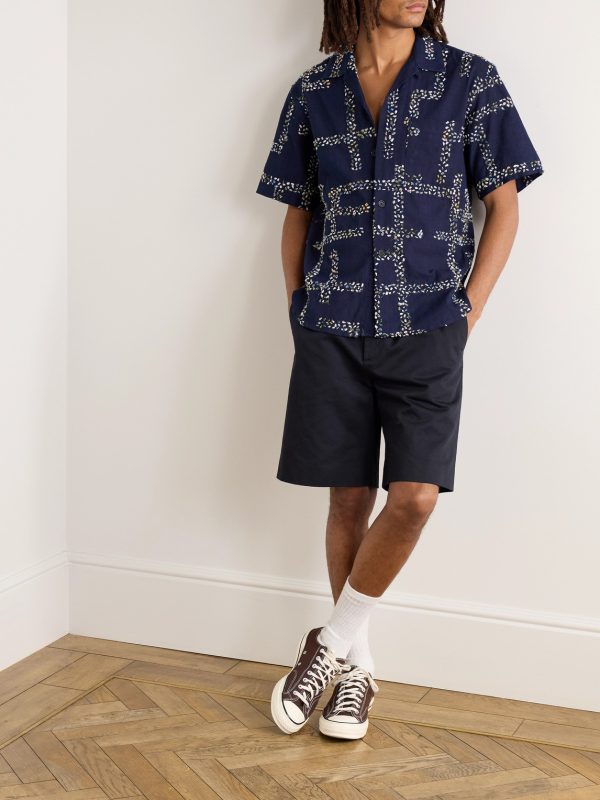 Convertible-Collar Embroidered Cotton Shirt - OU Convertible-Collar Embroidered Cotton Shirt - OU