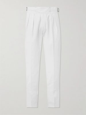 Manny Tapered Pleated Cotton-Twill Trousers