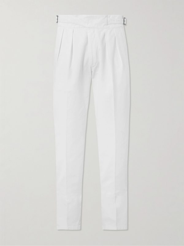 Manny Tapered Pleated Cotton-Twill Trousers