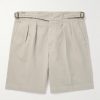 Straight-Leg Pleated Cotton-Twill Shorts Straight-Leg Pleated Cotton-Twill Shorts