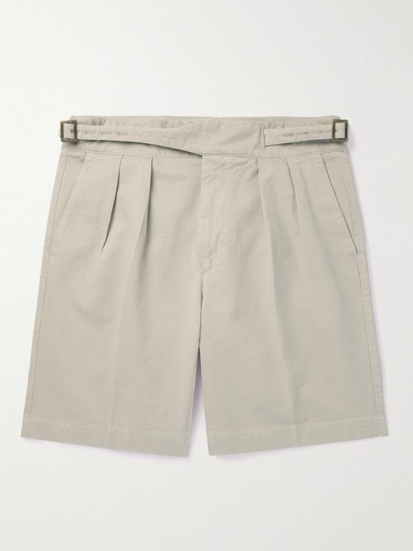 Straight-Leg Pleated Cotton-Twill Shorts Straight-Leg Pleated Cotton-Twill Shorts