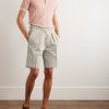 Straight-Leg Pleated Cotton-Twill Shorts - OU Straight-Leg Pleated Cotton-Twill Shorts - OU