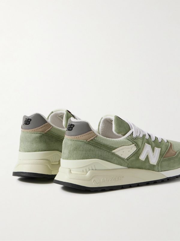998 Leather- and Rubber-Trimmed Suede and Mesh Sneakers - BK 998 Leather- and Rubber-Trimmed Suede and Mesh Sneakers - BK