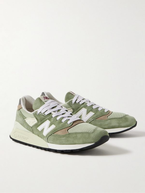 998 Leather- and Rubber-Trimmed Suede and Mesh Sneakers - FR 998 Leather- and Rubber-Trimmed Suede and Mesh Sneakers - FR