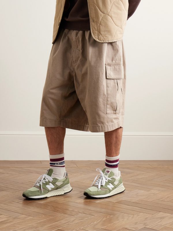 998 Leather- and Rubber-Trimmed Suede and Mesh Sneakers - OU 998 Leather- and Rubber-Trimmed Suede and Mesh Sneakers - OU